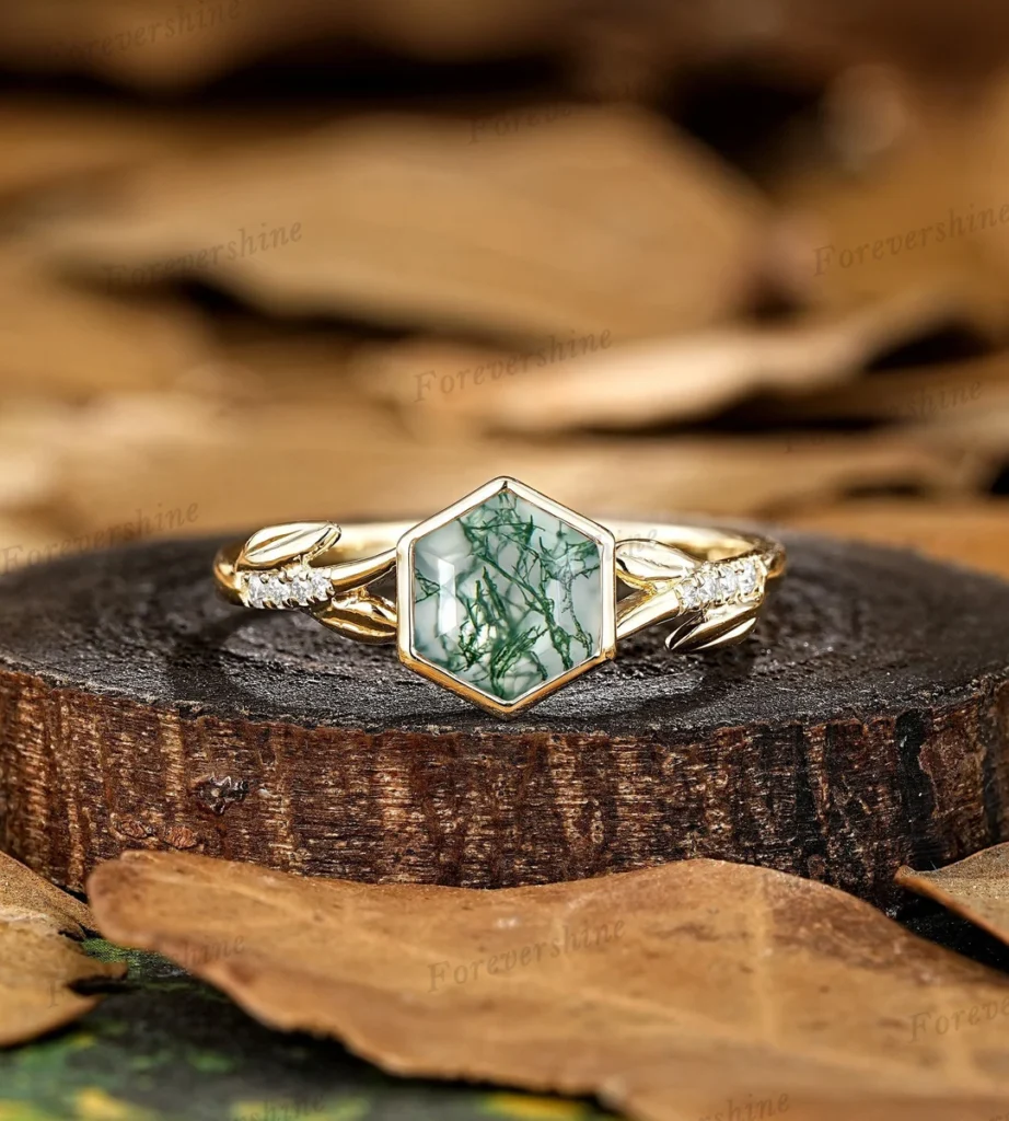 Moss Agate Engagement Ring mean