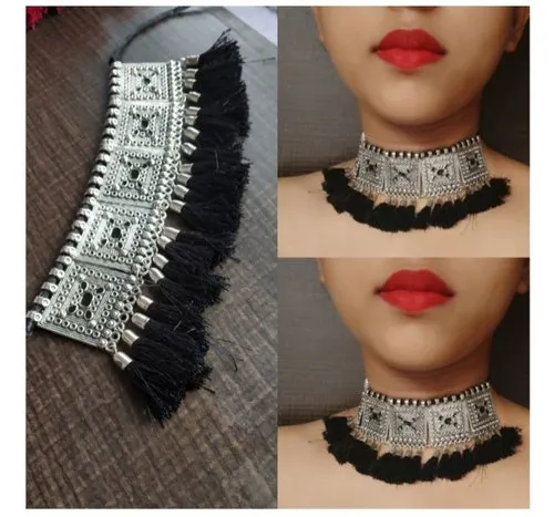 artificial jewellery german silver chokar necklace 500x500 1